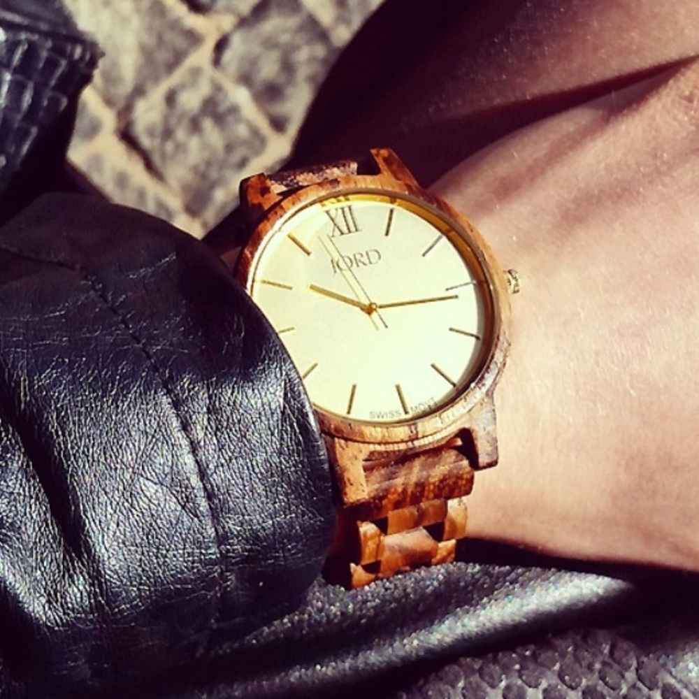 JORD Frankie Zebrawood Champagne Wood Watch